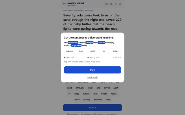 Screenshot of Long Story Short · sheets.works
