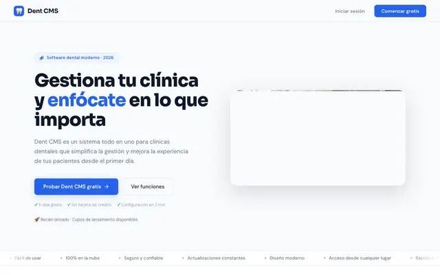 Screenshot of Dent CMS | Software para la gestión de clínicas dentales y consultorios