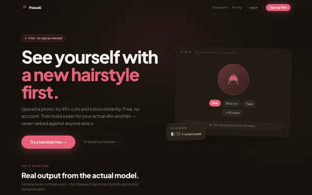 Screenshot of PoiseAI — AI Glow Up App: Try Any Hairstyle, Skin & Style Coach