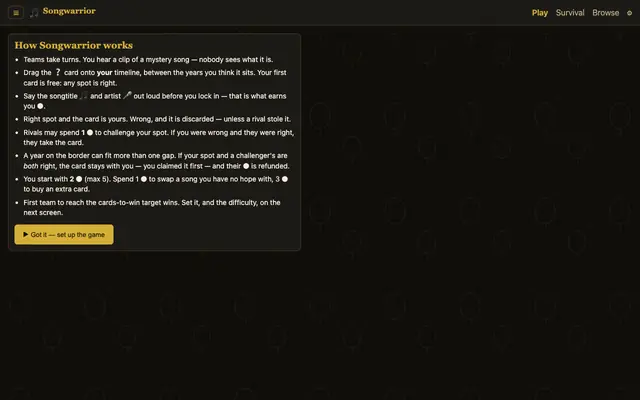 Screenshot of Songwarrior