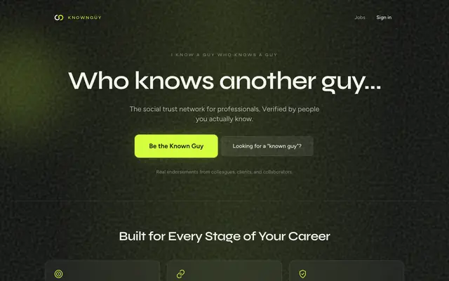 Screenshot of knownguy — I know a guy who knows a guy