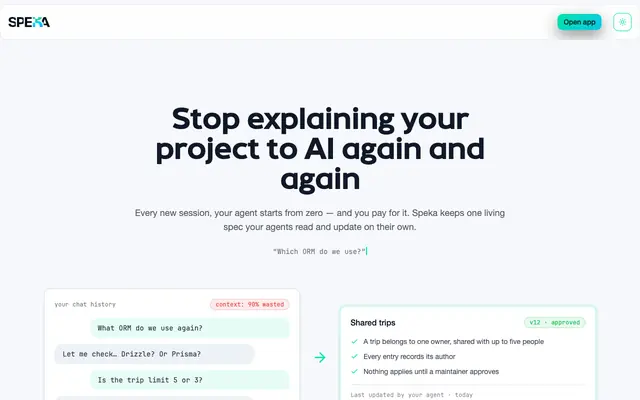 Screenshot of Speka — Turn project ideas into high-quality specifications