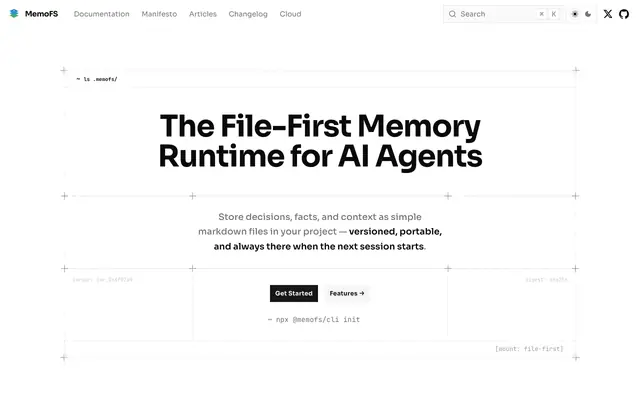 Screenshot of MemoFS Cloud — The memory plane for your AI agents