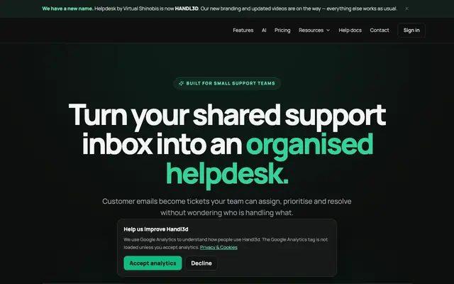 Screenshot of Helpdesk Software for Small Teams | Helpdesk by Virtual Shinobis