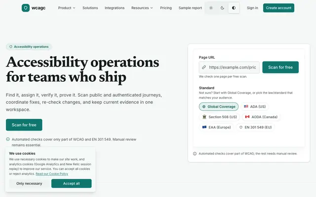 Screenshot of EAA Accessibility Checker for EU Websites — wcagc