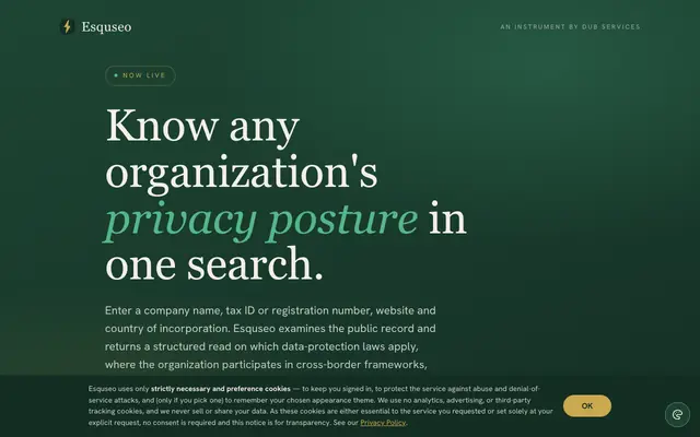 Screenshot of Know organizational privacy posture
