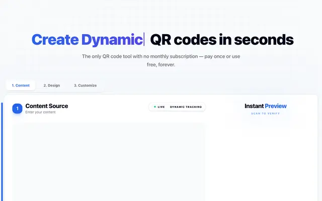 Screenshot of Free QR Code Generator — Create, Track and Customise | QRGenLabs