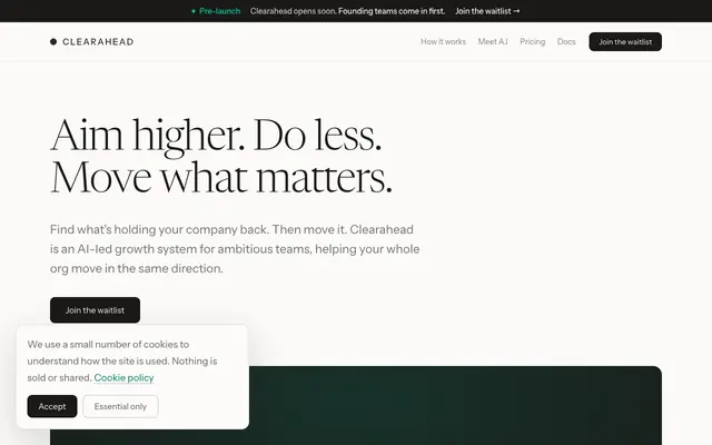 Screenshot of Clearahead | Turn ambitious goals into completed work