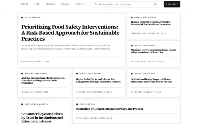 Screenshot of DesignDex | Evidence-Based Design Research