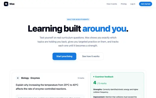 Screenshot of ExamAI — Past papers, upgraded with AI.
