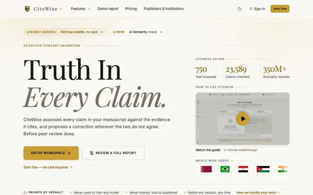Screenshot of CiteWise - Truth In Every Claim