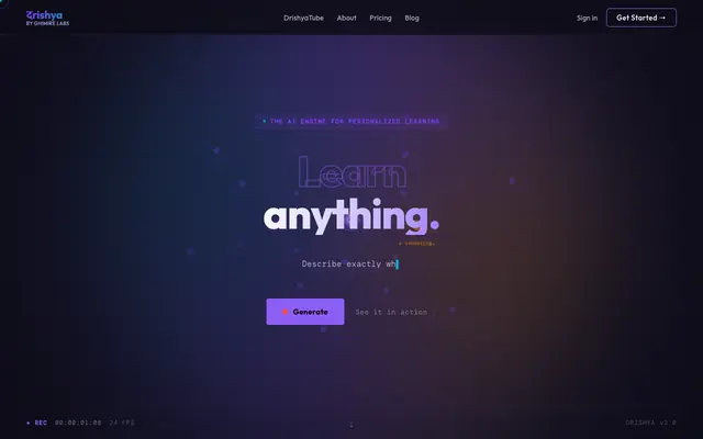 Screenshot of Drishya — Personalized AI Learning, Animated