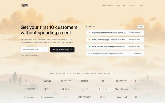 Screenshot of AI Go-to-Market Plan Generator for Startups | gtm.help