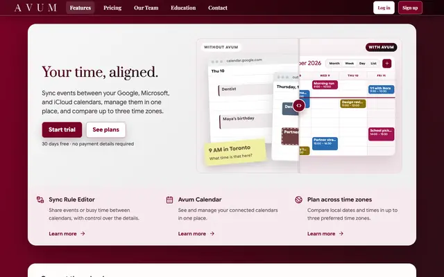 Screenshot of About | Avum