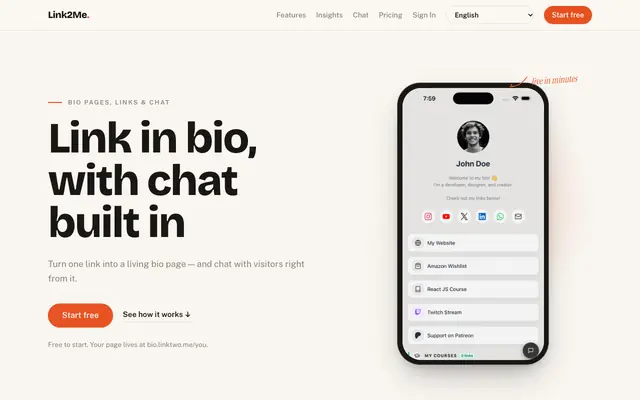 Screenshot of Link2Me — One link, every you