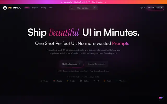 Screenshot of UiTOPIA — Production-ready UI components