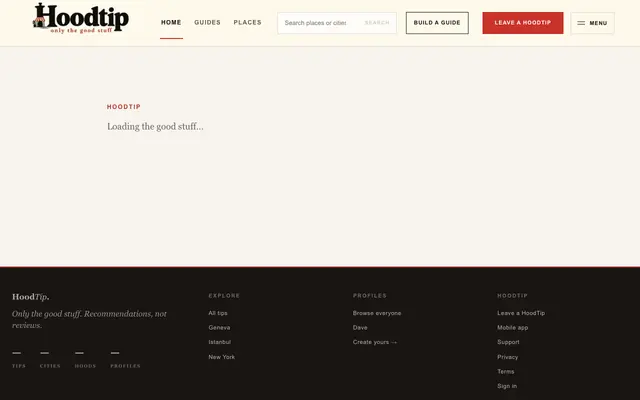Screenshot of HoodTip — Only the good stuff