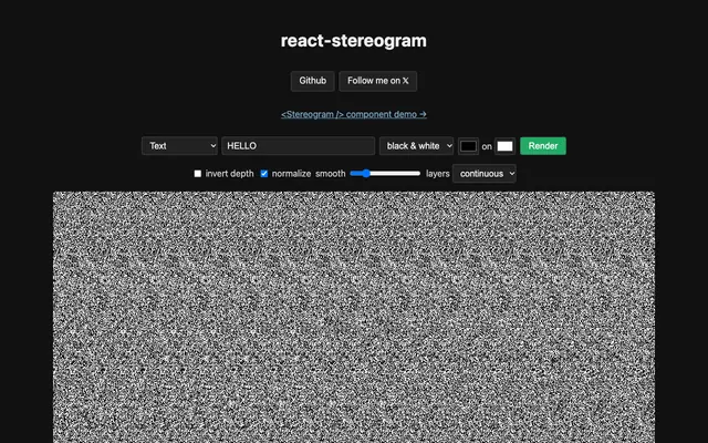 Screenshot of react-stereogram demo
