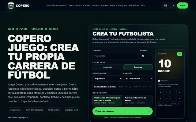 Screenshot of Copero Juego Online | Simulador de Carrera de Fútbol Gratis