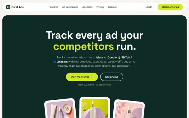 Screenshot of Competitor Ads Tracker: Meta, Google, TikTok & LinkedIn
