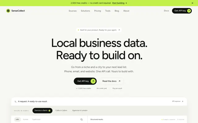 Screenshot of The Local Lead Data API