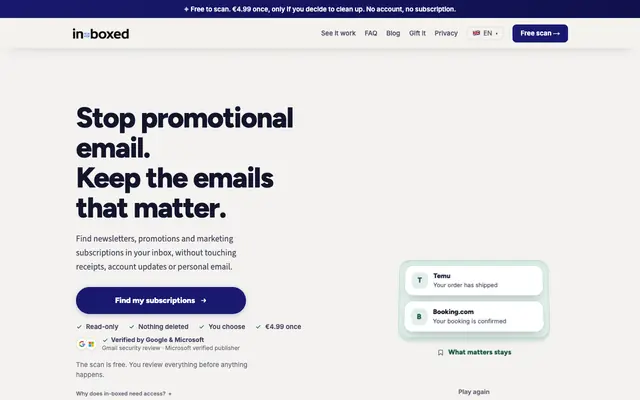 Screenshot of in-boxed, unsubscribe from everything. No account needed.