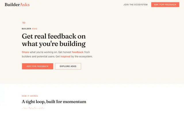 Screenshot of Builder Asks | Get real feedback on what you're building