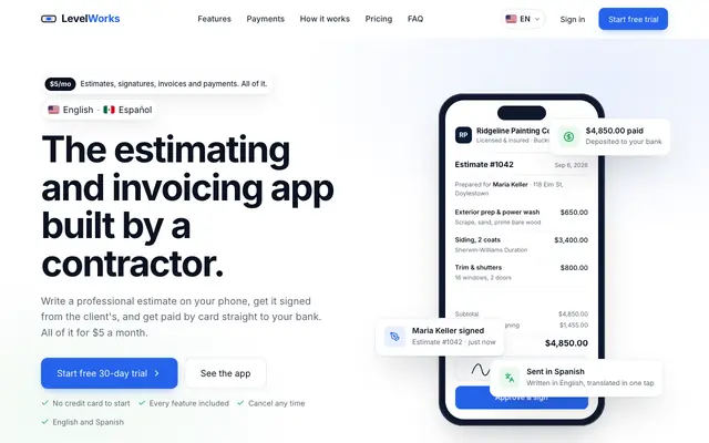 Screenshot of levelworks.org