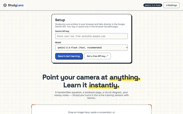 Screenshot of StudyLens — Point. Snap. Learn.