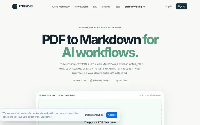 Screenshot of PDF to Markdown Converter | PDF2MD Kit