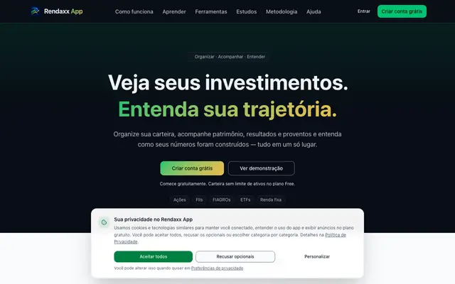 Screenshot of RendaxxApp — Controle dos seus investimentos