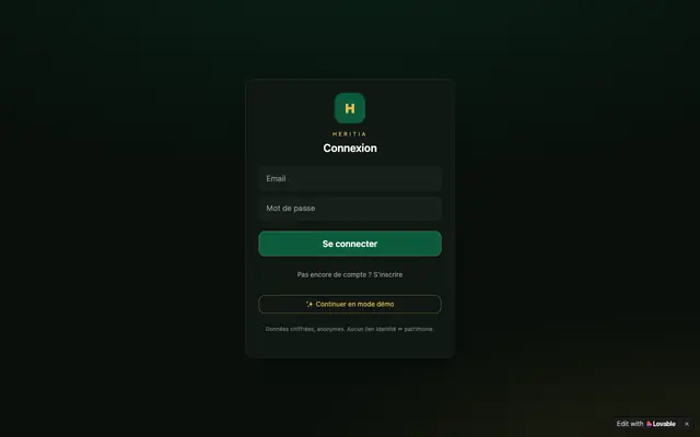 Screenshot of Heritia — Suivi patrimoine premium