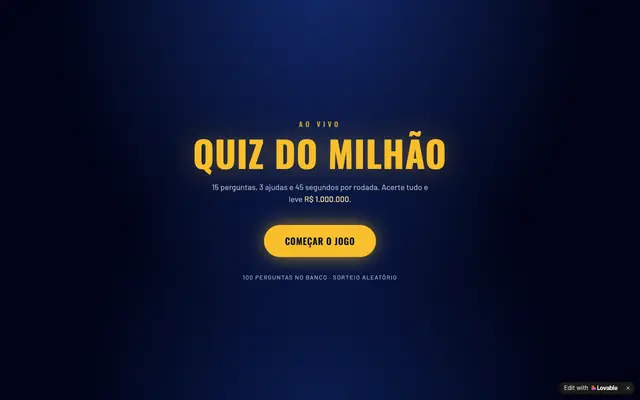 Screenshot of Quiz do Milhão — Show de Perguntas e Respostas