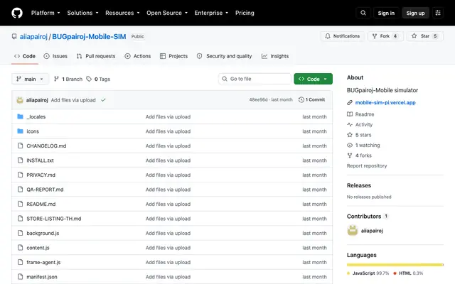 Screenshot of GitHub - aiiapairoj/BUGpairoj-Mobile-SIM: BUGpairoj-Mobile s