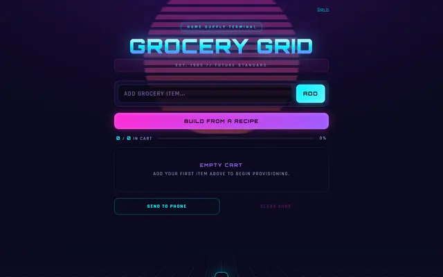 Screenshot of GROCERY GRID // Home Supply Terminal