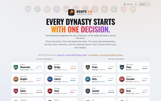 Screenshot of Hoops GM — Free Basketball Franchise Manager in Your Browser
