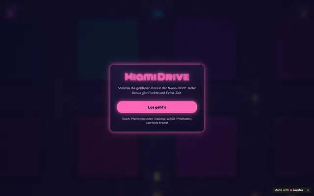 Screenshot of Miami Drive – Neon Autospiel im Browser