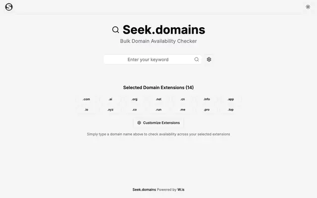 Screenshot of Bulk Domain Availability Checker - Seek.domains