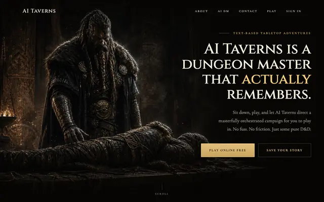 Screenshot of AI Taverns | AI Dungeon Master for D&D-Style Adventures