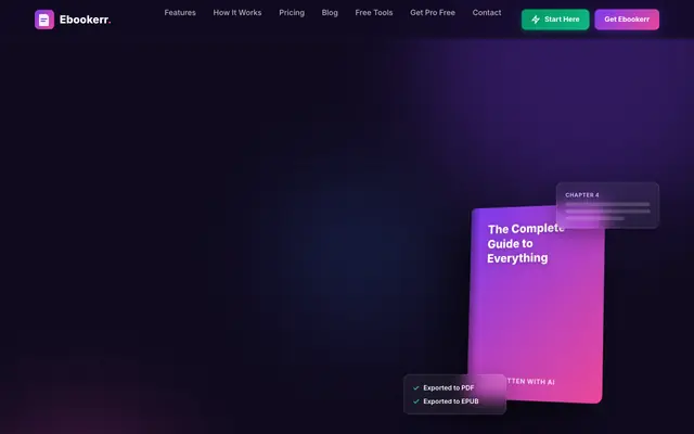 Screenshot of Home - ebookerr - Your Ebook Creator