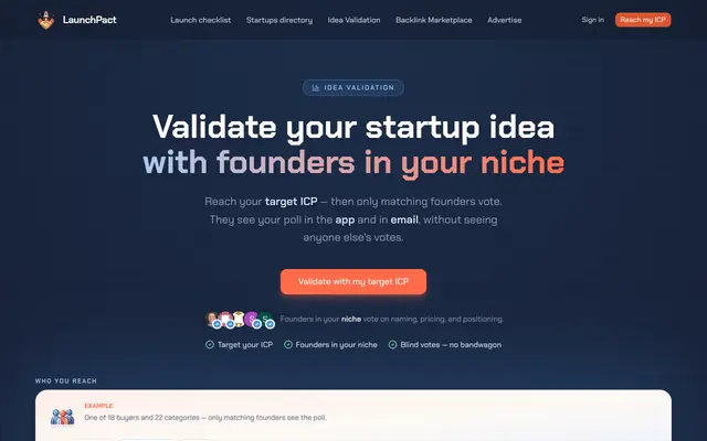 Screenshot of Validate Your Startup Idea — 24-Hour Founder Poll — LaunchPact
