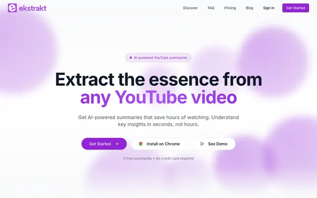 Screenshot of ekstrakt | YouTube Video Summarizer