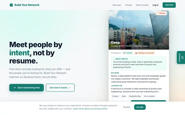 Screenshot of Build Your Network — High-Signal Networking for Builders