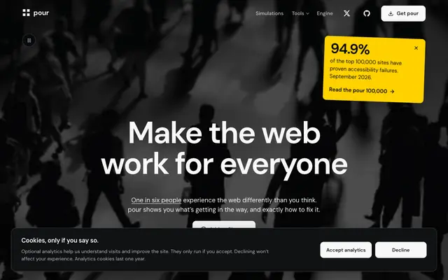 Screenshot of pour · Make the web work for everyone