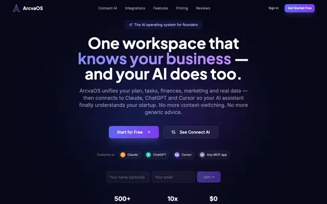 Screenshot of Arcva