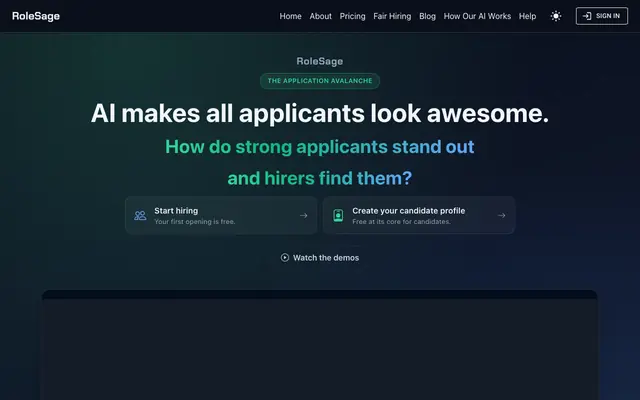 Screenshot of RoleSage | Skills-Based Hiring Beyond the Resume