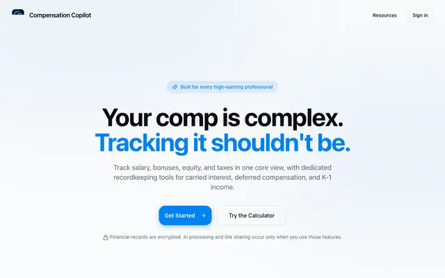 Screenshot of Compensation Copilot - Total Compensation Tracker