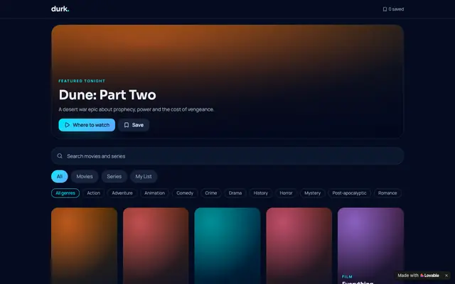 Screenshot of Durk — Find Movies & Series Worth Watching