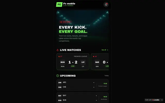 Screenshot of Fc Football — Live Football Scores