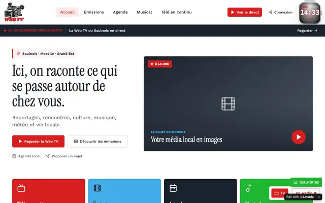 Screenshot of Web TV du Saulnois — Télévision locale en Moselle